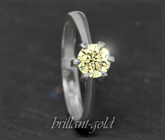 Brillant Ring 585 Gold; 0,71ct, zart gelb & Si1-2